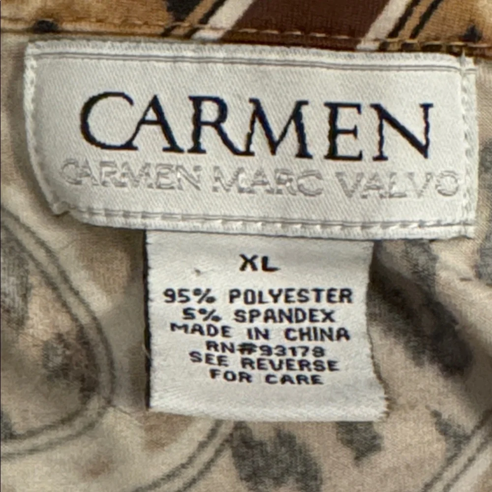 Carmen Marc Valvo Animal Print‎ Wrap Blouse top 3/4 sleeves Sz XL